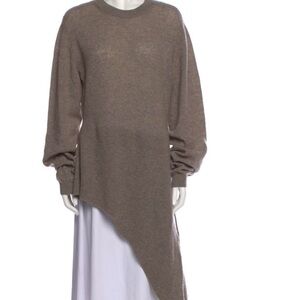 KHAITE Brown Asymmetrical Crew Neck Sweater